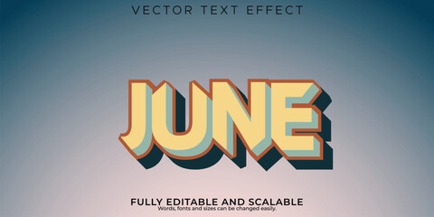 Retro 3d text effect for the month of june