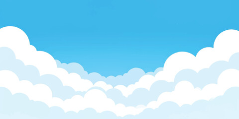 Vibrant blue sky with soft fluffy white clouds background for digital design isolated on white background