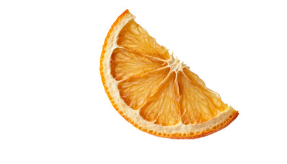 Vibrant translucent dried orange slice, perfect for holiday decorations, natural potpourri, cocktail garnishes, or healthy snack ingredient on a clean white background, studio shot with bright illumin