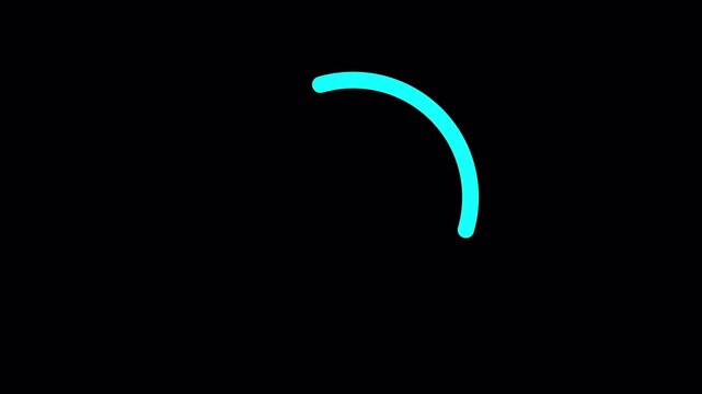 Animated circle loading bar, Black beground black background. 4K resolution
