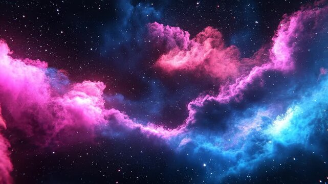 Abstract Pink and Blue Nebula Moving Through Starry Space - Powered by Adobe