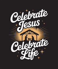 Celebrate the True Spirit of Christmas with Faith, Joy, and Love Tee | Christian Bible Verse Inspirational Holiday T-Shirt Design | Jesus Christ Savior, Merry Christmas, Nativity Celebration