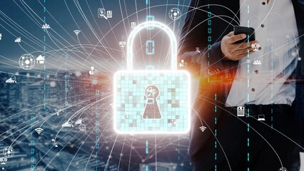 This image illustrates the concept of digital security with a glowing lock symbol amidst data connections, reflecting the importance of safeguarding information in technology. Xenic