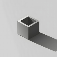Minimalist Gray Cube with Shadow Simple Geometric Form