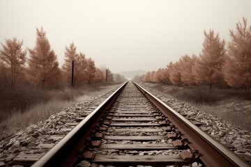 Fototapeta premium Photography railway transportation tranquility monochrome.