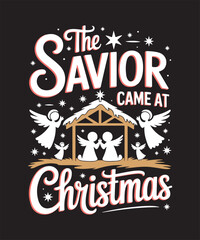 Celebrate the True Spirit of Christmas with Faith, Joy, and Love Tee | Christian Bible Verse Inspirational Holiday T-Shirt Design | Jesus Christ Savior, Merry Christmas, Nativity Celebration