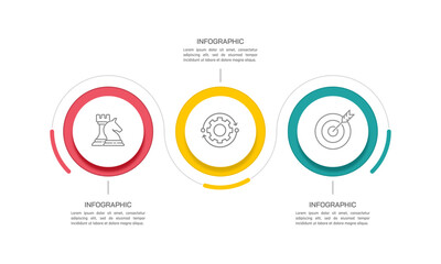3 Circles for Concept Development Infographic Design. Corporate Goal Achievement Cycle. Strategy, Operation, and Success. Vector illustration.