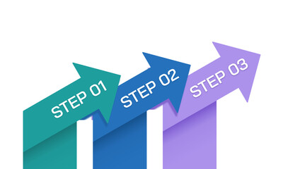 Strategic Business Plan Progress with Sequential Three Steps Arrows. Presentation, Banner and Plan. Vector illustration.
