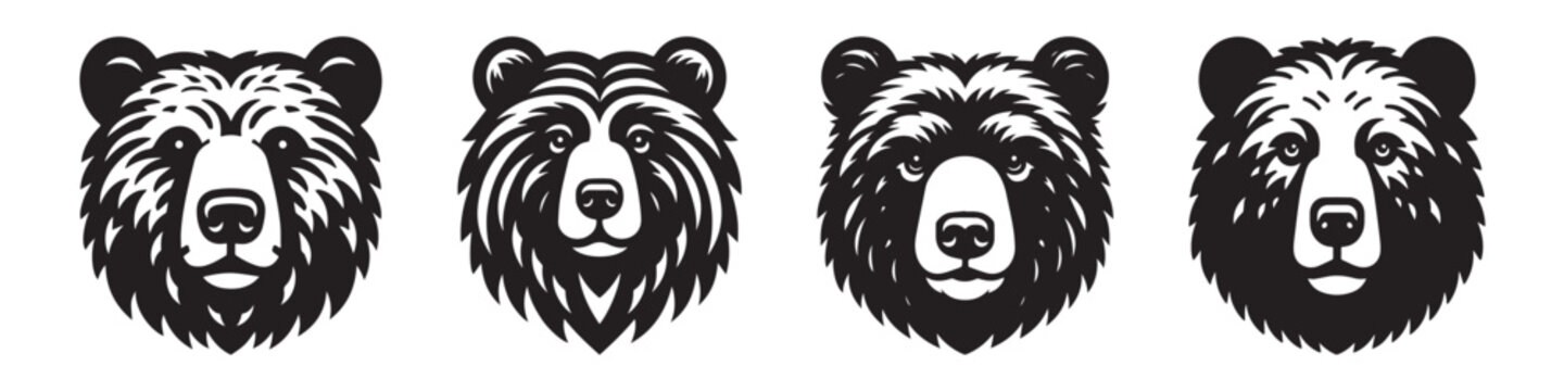 Bear Head Illustrations: A Collection of Grizzly Bear Portraits.