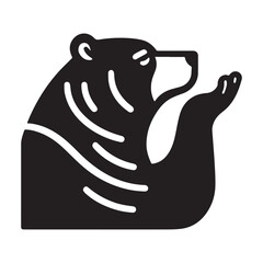 Bear Silhouette Gesturing Upward with Open Paw.