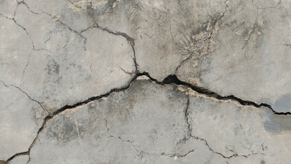 Cracked concrete walls show natural patterns and deep cracks.