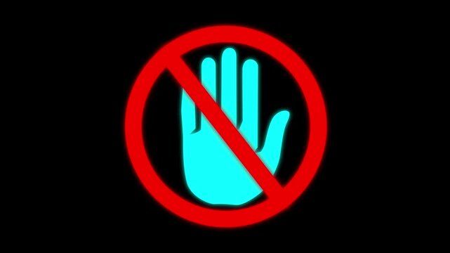 Stop prohibited no entry symbol icon concept animation. warning icon red circle and line sign warning and stop icon on background.....