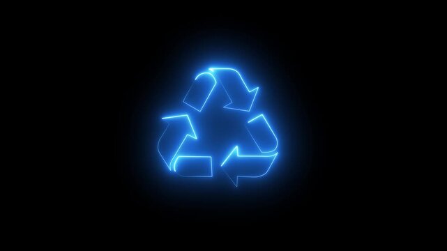 Glowing neon looping arrow icon recycling symbol neon effect. 3 arrow icon recycling symbol neon effect moving arrow animation. Circular arrow icon concept ...