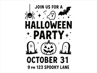 Halloween invitation card template with fun typography 