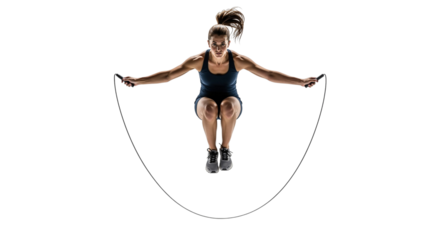 Dynamic Athlete Mid-Air Skipping with Rope in a High-Energy Fitness Display