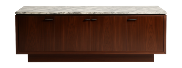 Elegant credenza featuring a marble top, perfect for a formal dining room.