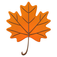 Minimal 3D Maple Leaf Icon Illustration for Autumn Fall Seasonal Graphic. A simple stylized orange and red asset, perfect for Thanksgiving decoration, social media banner, and UI web element.