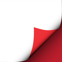 Curved pages with shadows on red sheets of paper.