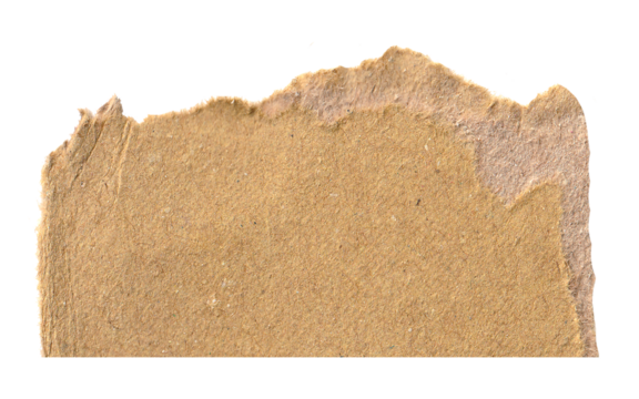 torn brown paper strips with rough edges isolated on white background