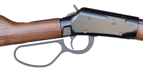 Receiver on a lever action rifle seen from the ejection side