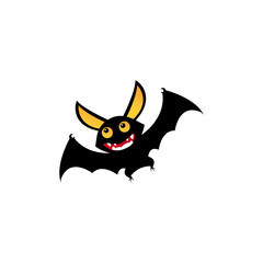Halloween Flying Bat Cartoon Isolated 64x64 Vector Icon