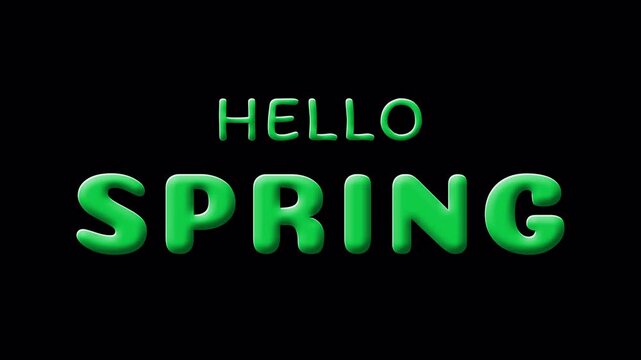 Hello Spring doodle green text with scale animation on alpha channel. Compatible for spring related motion graphic projects.