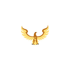 Golden Phoenix Emblem with Wings Spread Wide in Symbol of Mythical Rebirth and Power
