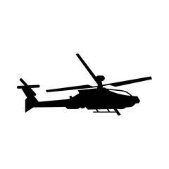 Black silhouette of a military attack helicopter