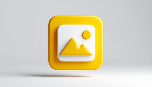 Yellow icon of picture or phoro gallery isolated on white background