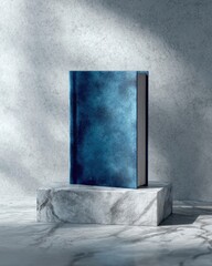 Indigo Blue Velvet Book On Marble Display