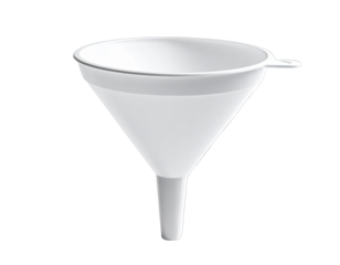 White funnel angled against black background
