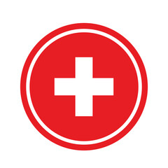 Red Medical Cross Icon — Emergency First Aid Health Symbol Vector Illustration
