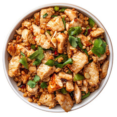 Delicious Chicken Stir-Fry with Vegetables and Cilantro, Perfect for a Healthy Meal at Home on transparent background