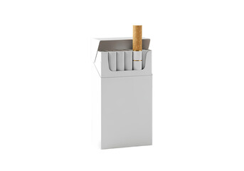White cigarette pack with one sticking out alone