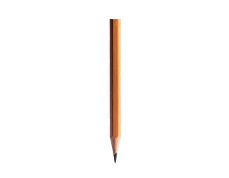 Simple, unsharpened pencil standing upright against black