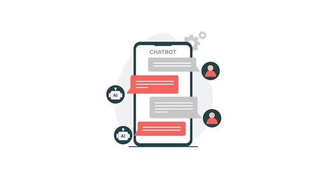 4k Chatbot and AI Chat on Mobile Phone Concept Animation Video 