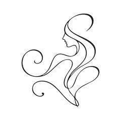 Elegant woman line art isolated on white background