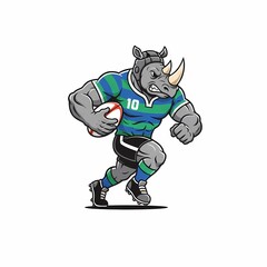 Obraz premium angry rhino rugby player