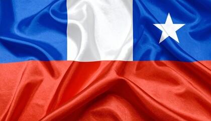 Chile flag with white-red stripes and blue square featuring white star.
