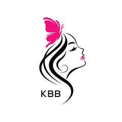 KBB Elegant Beauty Woman Logo. KBB with Butterfly Feminine Salon & Spa Branding. KBB Luxury Beauty Icon Design.
