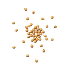 A scattering of coriander seeds isolated on a transparent background