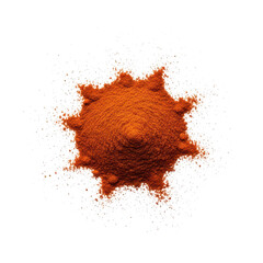 A pile of vibrant red paprika spice powder, isolated on a transparent background