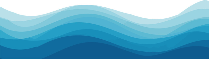 Abstract Blue Sea Ocean Waves Layered Minimalist Design Illustration Graphic