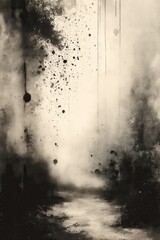 Grainy sepia photograph with dark splatters and soft light creating moody abstract texture