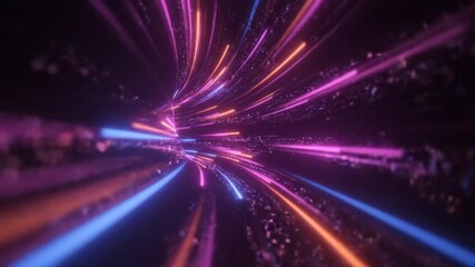 Neon Light Speed Tunnel - A Futuristic Journey Through Hyperspace. - Powered by Adobe