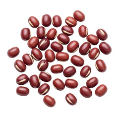 A pile of small, ovalshaped red azuki beans, isolated on a clean transparent background