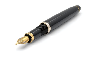 Elegant black and gold writing instrument, angled on a white backdrop