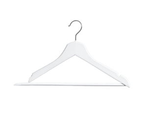 White hanger with metal hook isolated on a black backdrop