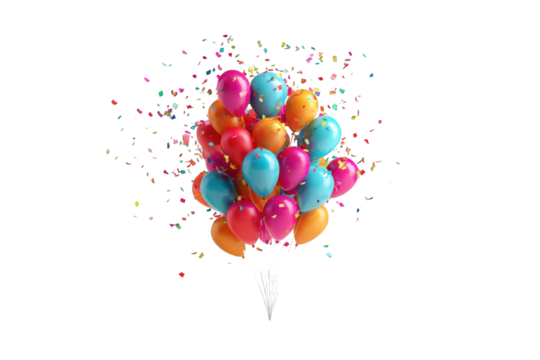 Colorful balloon bouquet explosion