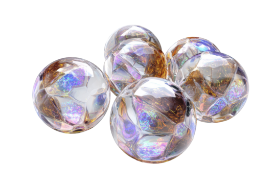 Cluster of iridescent glass spheres